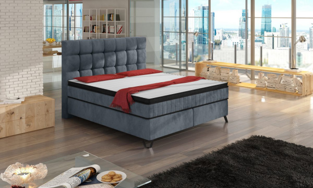 Luxusní kontinentální postel Argado 180x200cm, šedá Fresh