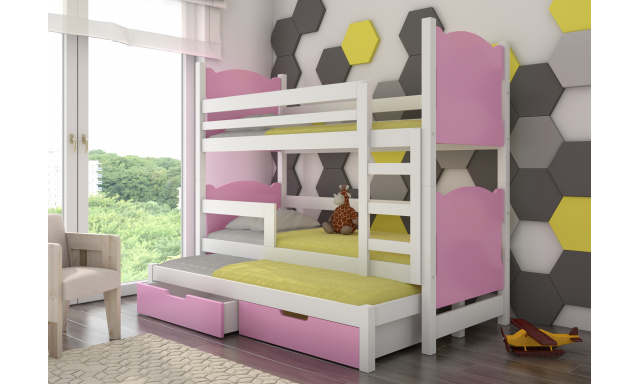 Patrová dětská postel Maruška, bílá/růžová
