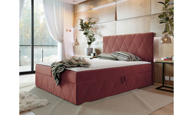 Moderní boxspring postel Silena 160x200cm, růžová Magic Velvet