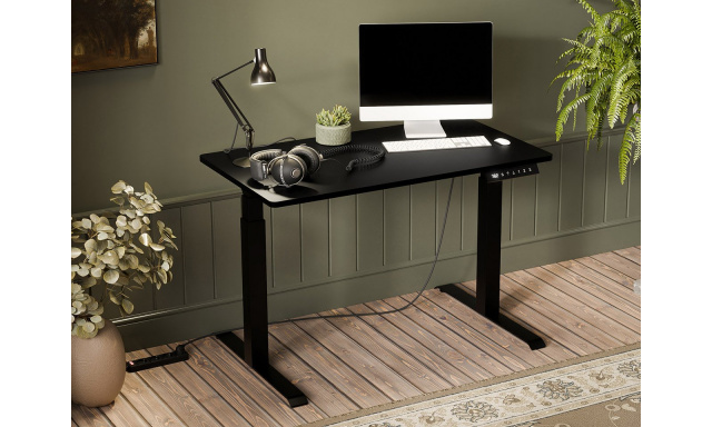 Výškově nastavitelný PC stůl Minto 121cm, černý