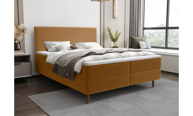 Moderní postel Karas 140x200cm, žlutohnědá Poso