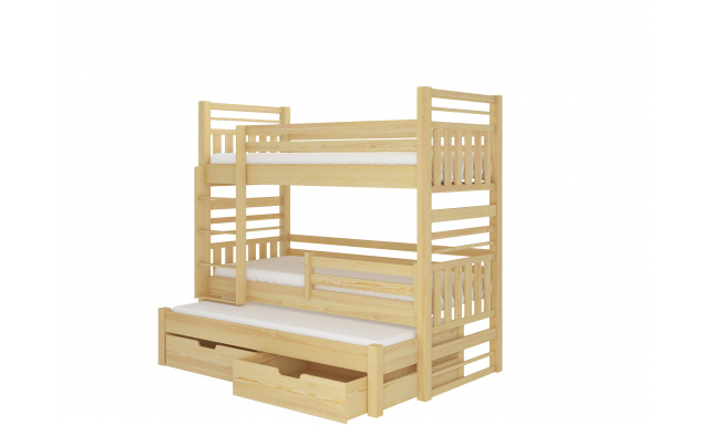 Patrová postel pro 3 děti Hanka, 200x90cm, borovice