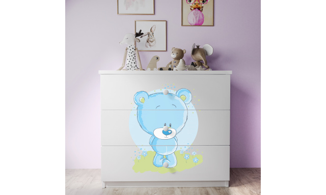 Dětská komoda Sen bílá- Modrý medvěd