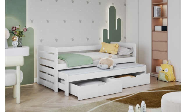 Moderní dětská postel Trendy pro 2 děti, bílá (180x80cm)