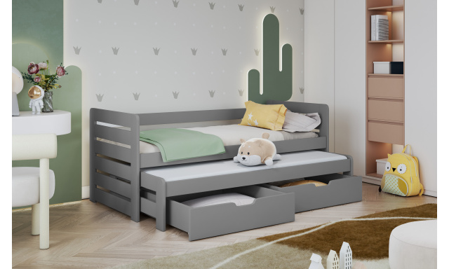 Moderní dětská postel Trendy pro 2 děti, šedá (180x80cm)
