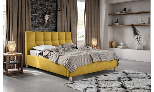 Čalouněná postel Aston 140 X 200, žlutá Kronos