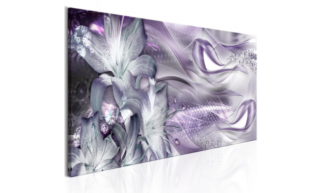 Obraz - Lilies and Waves (1 Part) Narrow Pale Violet