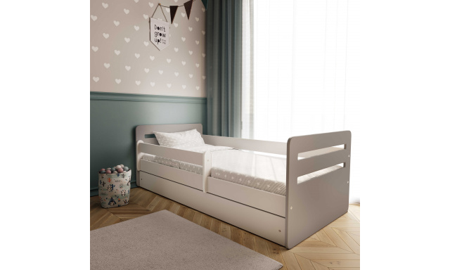 Dětská postel s úložným prostorem Tomáš 160x80 cm, šedá/bílá