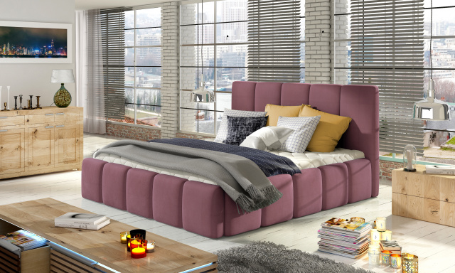 Moderní postel Begie 160x200, růžová Mat Velvet