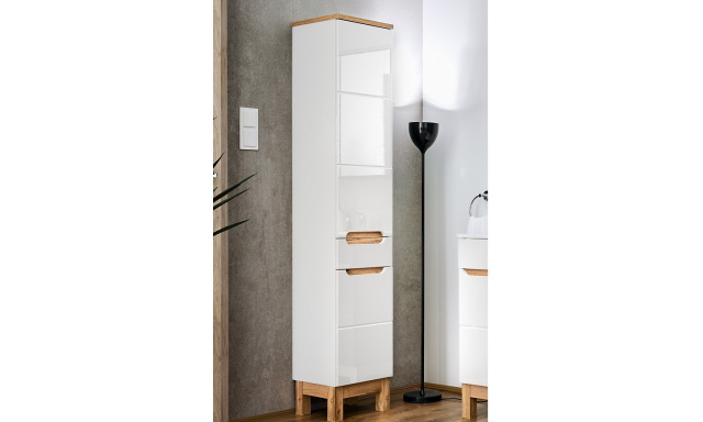 Koupelnová skřín Brela vysoká, wotan/bílý lesk