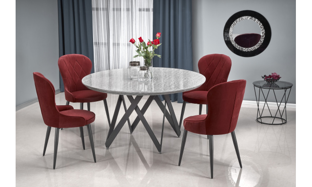 Luxusní kulatý jídelní stůl Hema1890, šedý mramor