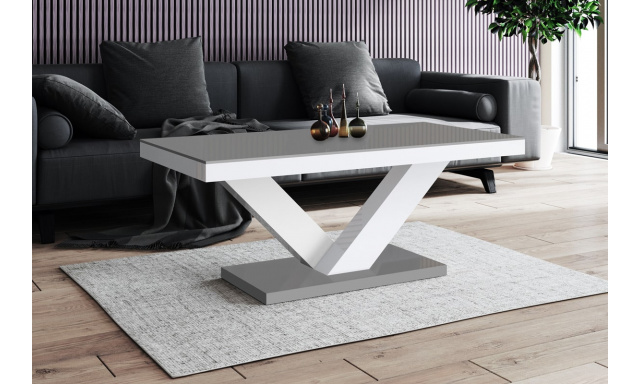 Konferenční stolek Coral mini, šedý + bílý lesk