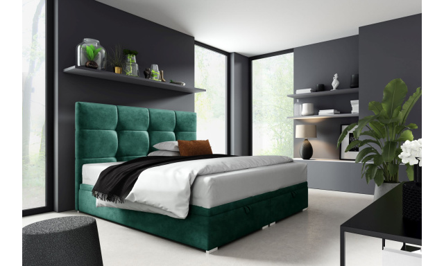 Čalouněná postel Honor II 160x200cm, zelená Monolith
