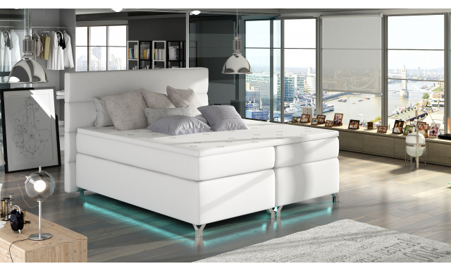 Luxusní box spring postel Arkea + LED 180x200, Eko-kůže Soft 17