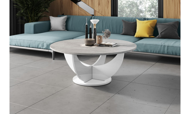 Konferenční stolek Edwin, šedý kámen mat + bílý lesk