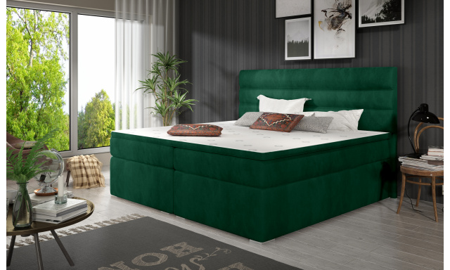 Elegantní box spring postel Barone 180x200, zelená