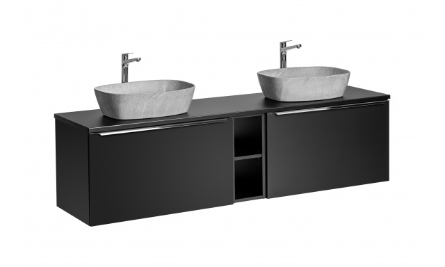 Koupelnový nábytek Santino,sestava J / černá-180cm + 2x umyvadlo