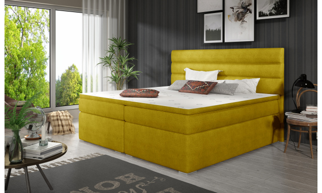 Elegantní box spring postel Barone 180x200, žlutá