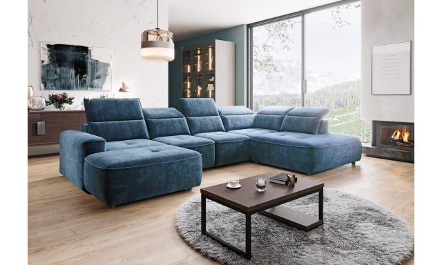 Moderní rohová sedačka Capoto XL, modrá Palladium