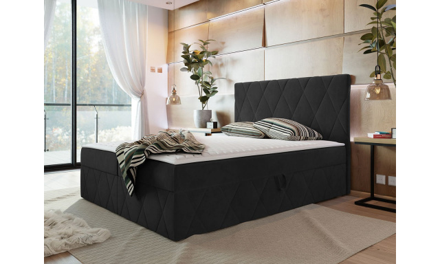 Moderní boxspring postel Silena 140x200cm, černá Magic Velvet