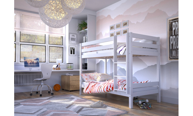 Patrová postel Olina pro dvě děti, 2x 90x190 cm, bílá