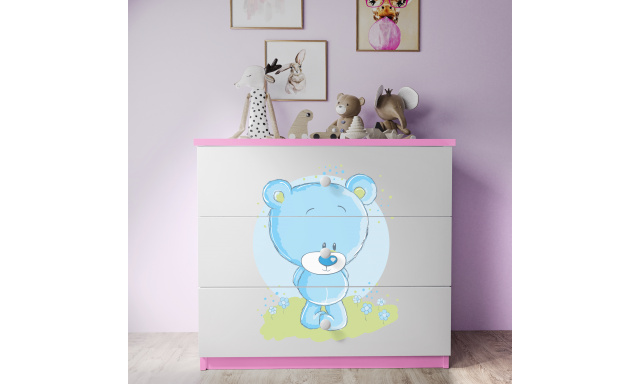 Dětská komoda Sen růžová - Modrý medvěd