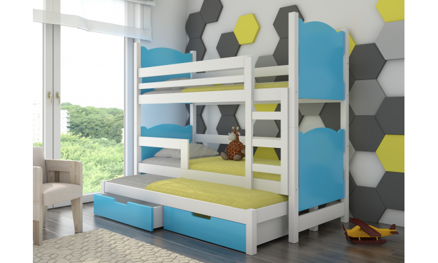 Patrová dětská postel Maruška, bílá/modrá