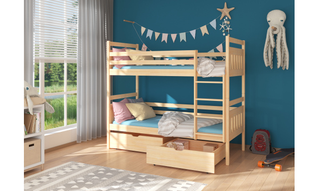 Patrová postel pro 2 děti Altea, 200x90cm, borovice
