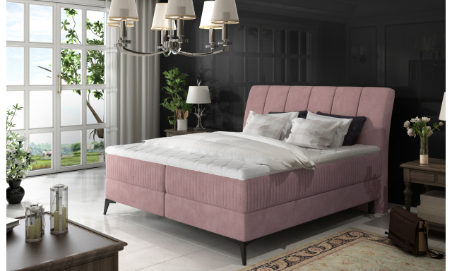 Elegantní box spring postel Andalusie 180x200, růžová