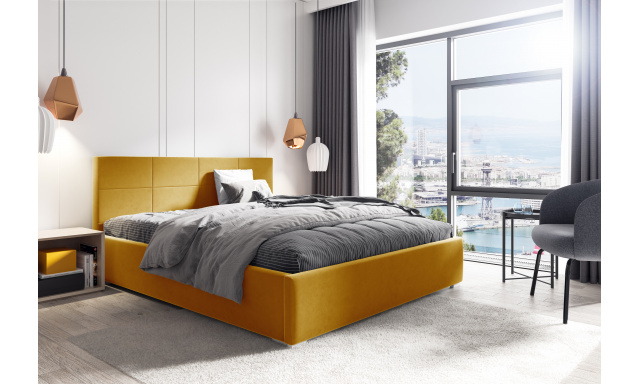 Čalouněná postel Katy 180x200cm, žlutá MattVelvet