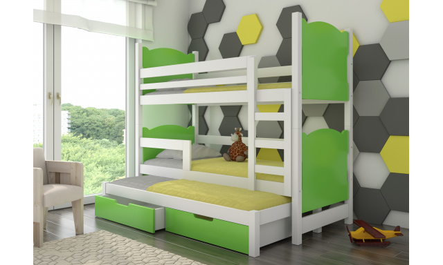Patrová dětská postel Maruška, bílá/zelená