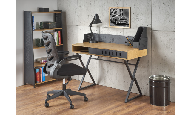 Moderní psací stůl Hema70. černý/dub zlatý
