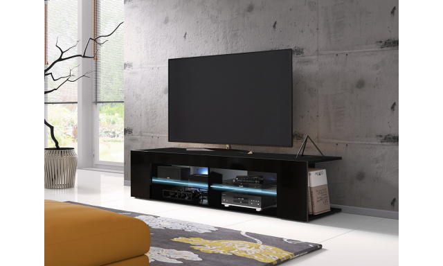 Moderní TV stolek Spine 140, černý + LED
