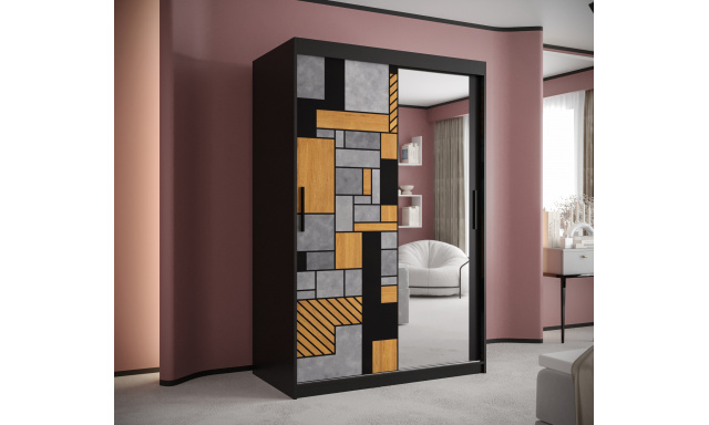 Šatní skříň Tetris 2 se zrcadlem, 120cm