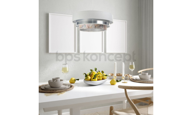 Designová závěsná lampa Trento, bílá/stříbrná/vzor