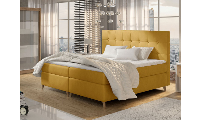 Moderní box spring postel Ariel 180x200, žlutá