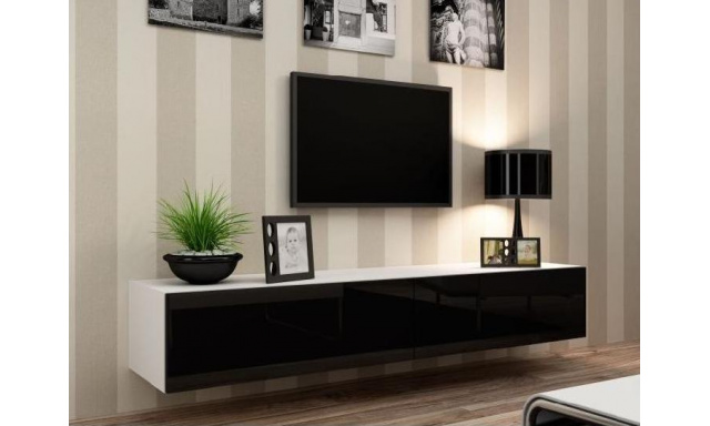 Moderní televizní stolek Igore 180, bílá/černý lesk