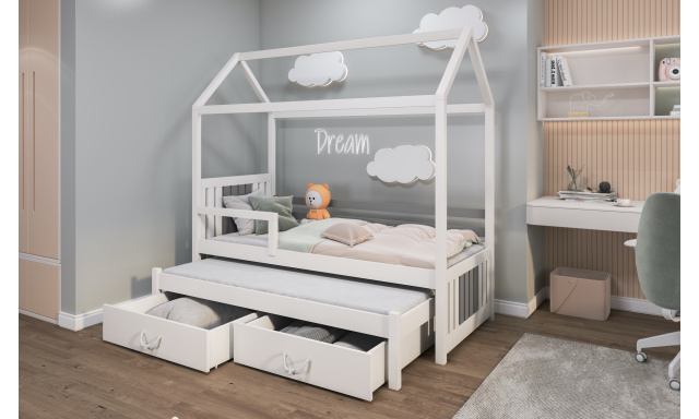 Moderní dětská postel ve tvaru domečku Jana, bílá (180x80cm)