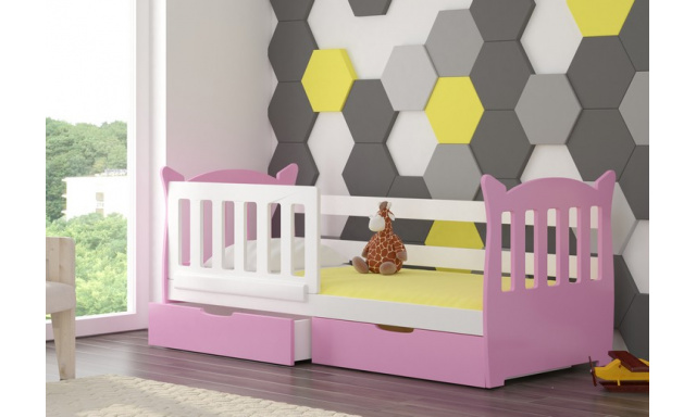 Dětská postel Lekra, bílá/růžová + matrace ZDARMA!