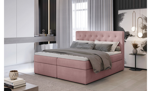 Kvalitní box spring postel Lapito 180x200, růžová Velvet