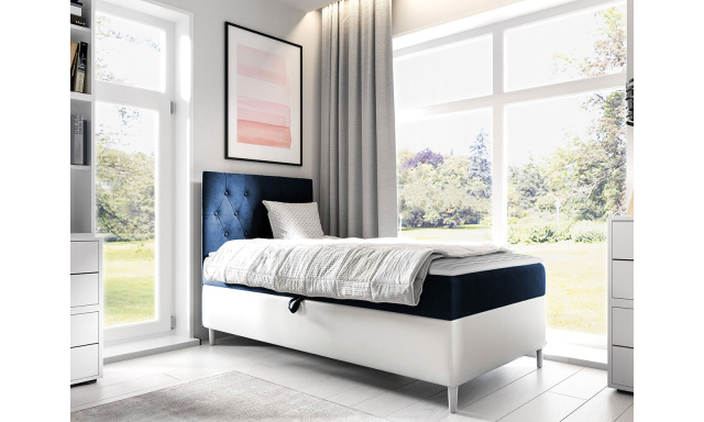 Kontinentální postel Mimir 90x200cm, bílá/modrá