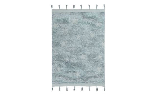 Bio koberec kusový, ručně tkaný Hippy Stars Aqua Blue