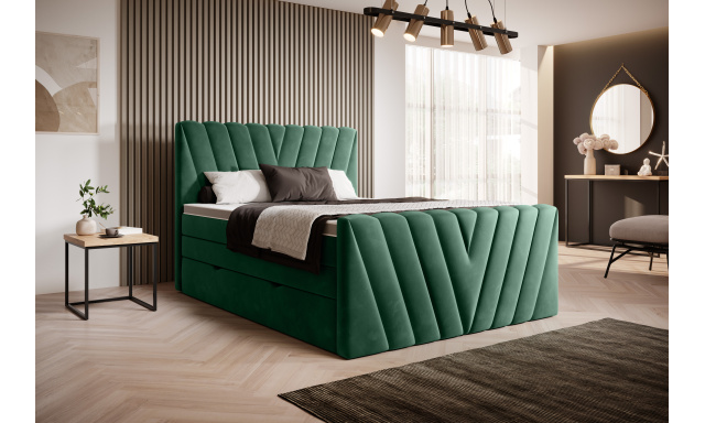 Kvalitní box spring postel Kendy 180x200, zelená Lukso