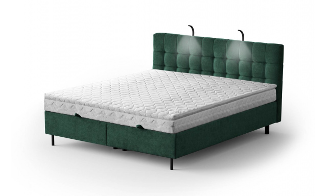 Čalouněná postel Monet 140 x 200, tmavě zelená Aston