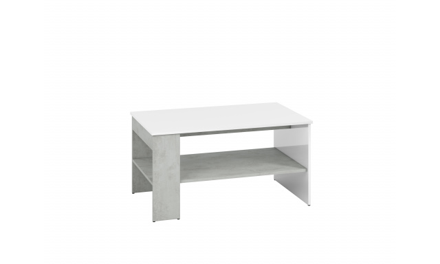 Konferenční stolek Lumen 10, Bílý lesk/ Beton stříbrný