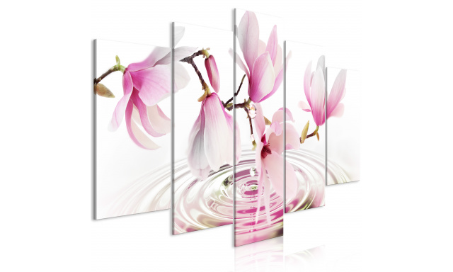 Obraz - Magnolias over Water (5 Parts) Wide Pink