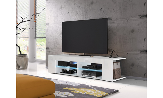 Moderní TV stolek Spine 140, bílý + LED