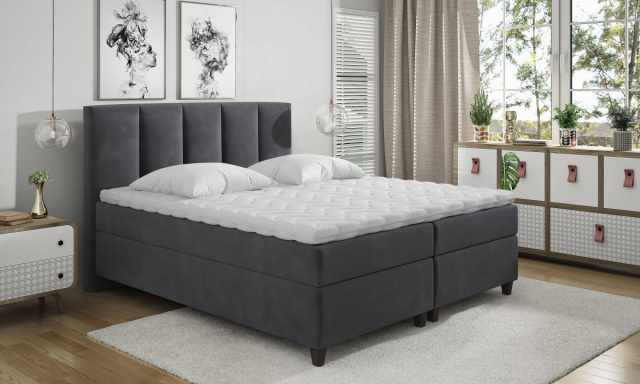Luxusní kontinentální postel Asparo 180x200cm, šedá Monolith