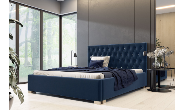 Čalouněná postel Vesemir 160x200cm, modrá MattVelvet