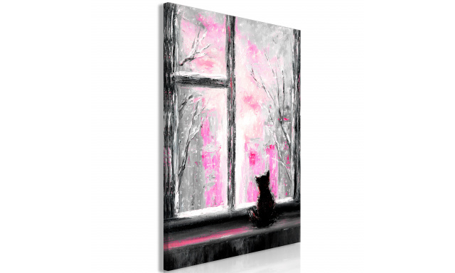 Obraz - Longing Kitty (1 Part) Vertical Pink